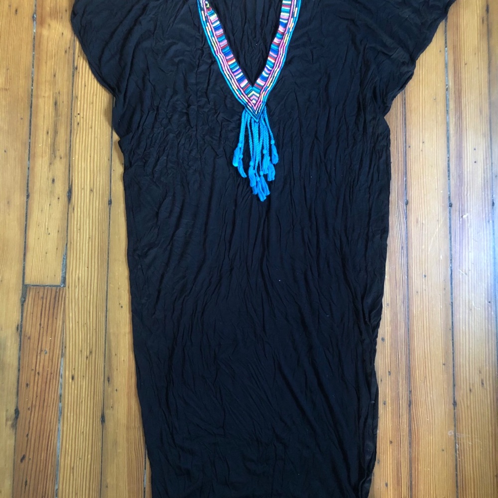 Mara Hoffman Dashiki Black tassels OS- one size